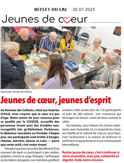 Le Reflet du Lac : Jeunes de cœur, jeunes d&rsquo;esprit!